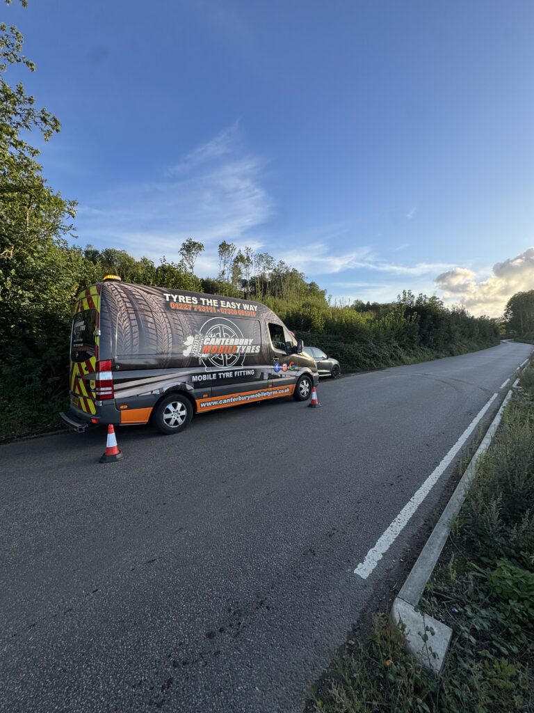 Canterbury Mobile Tyres van parked roadside for mobile tyre fitting service in Kent