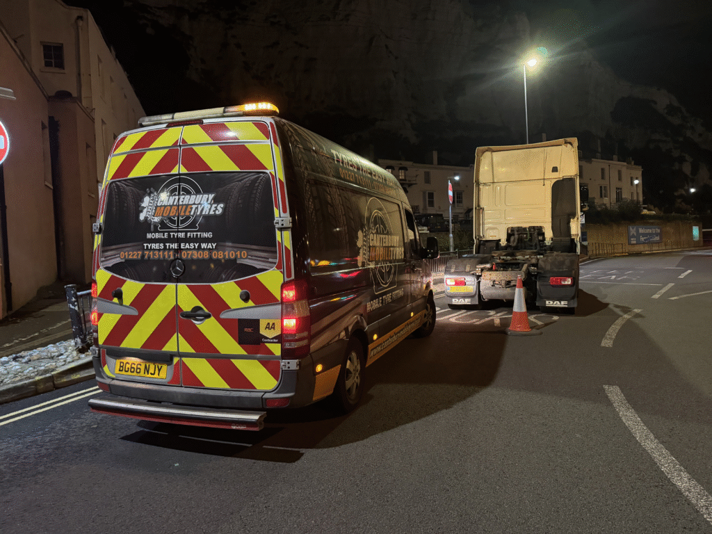 tyre service van by the roadside